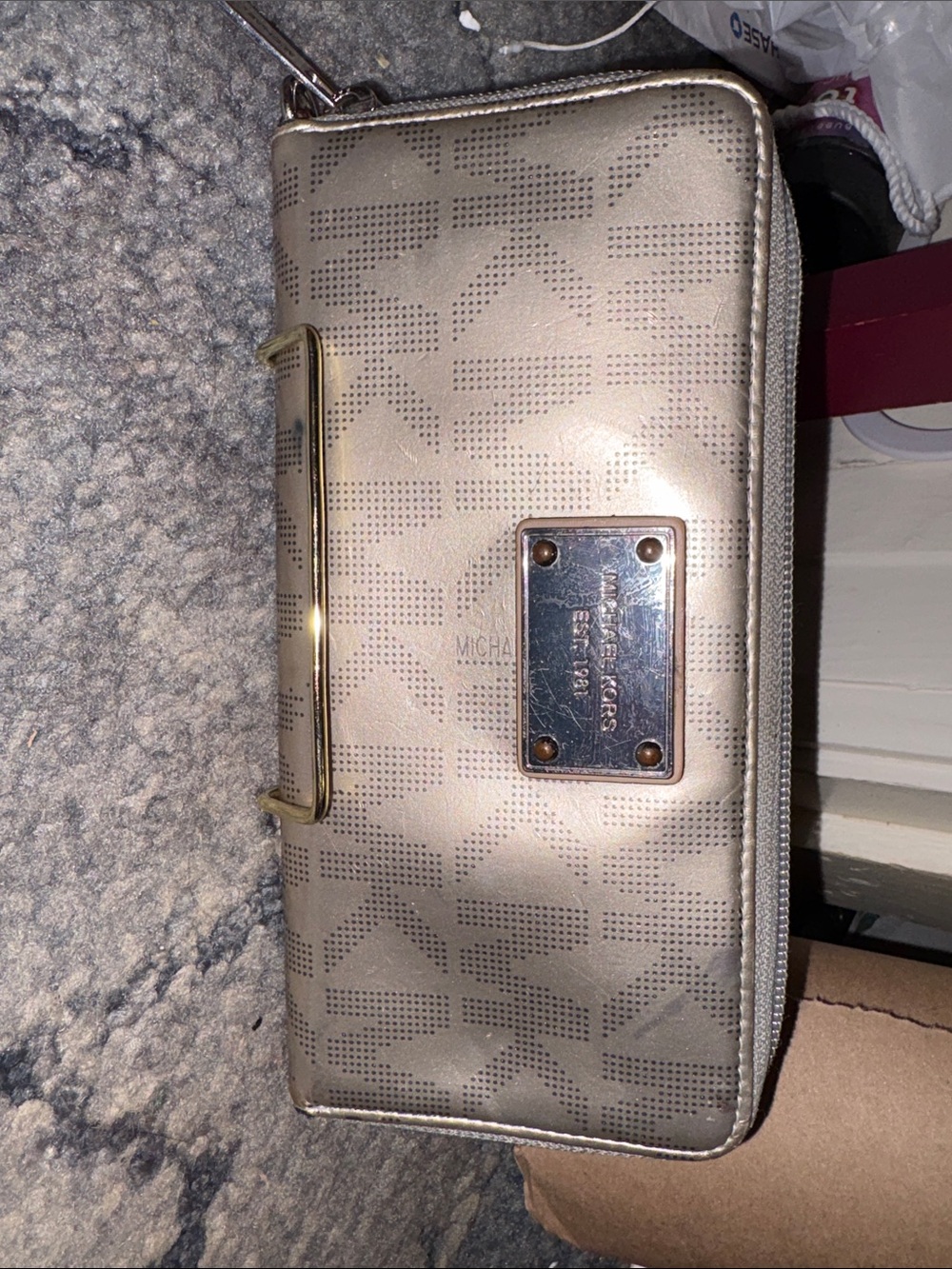 Michael Kors Metallic Gold Zip-Around Wallet